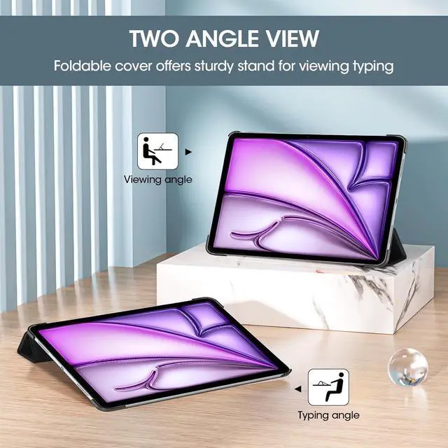 Alt view image 5 of 7 - for iPad Air 13 Inch Case M3 2025/M2 2024 Slim Smart Cover iPad 13 Air M3 M2 Case with Translucent Hard Shell Back Supports Touch ID Auto Wake/Sleep -Black