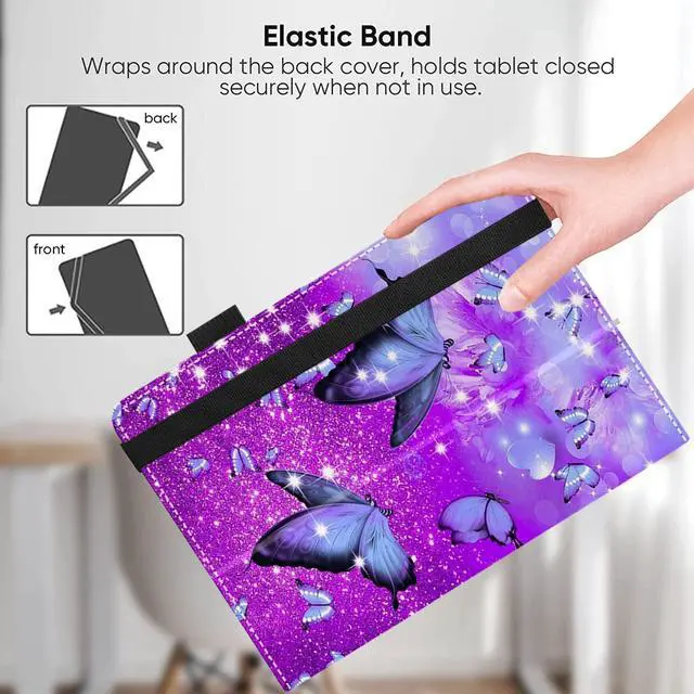 Alt view image 3 of 7 - Universal 11 11.5 Inch Android Tablet Case Slim Folding Stand Cover for 10.5 10.9 11 11.5 and All 10.5- 11.5 Touchscreen Tablet Case with Stylus Pen Holder Butterfly 01
