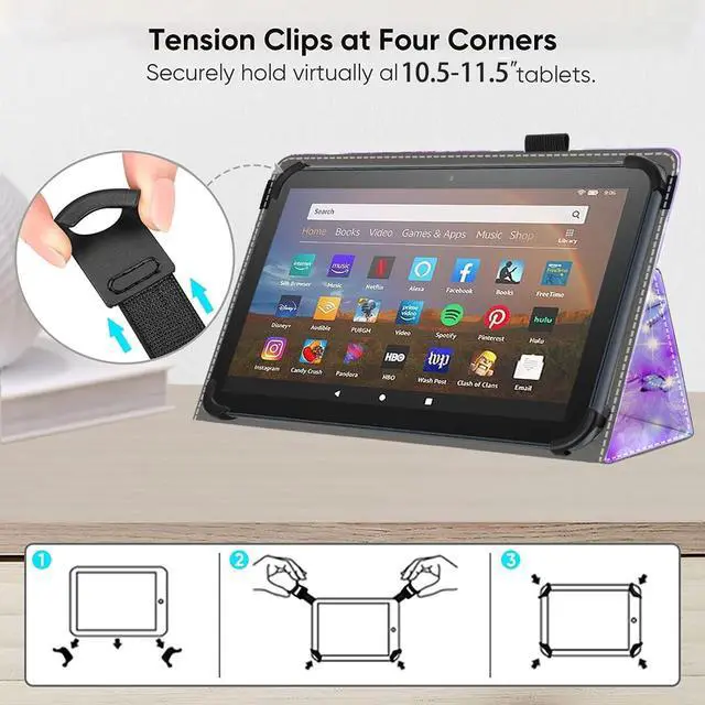 Alt view image 5 of 7 - Universal 11 11.5 Inch Android Tablet Case Slim Folding Stand Cover for 10.5 10.9 11 11.5 and All 10.5- 11.5 Touchscreen Tablet Case with Stylus Pen Holder Butterfly 01