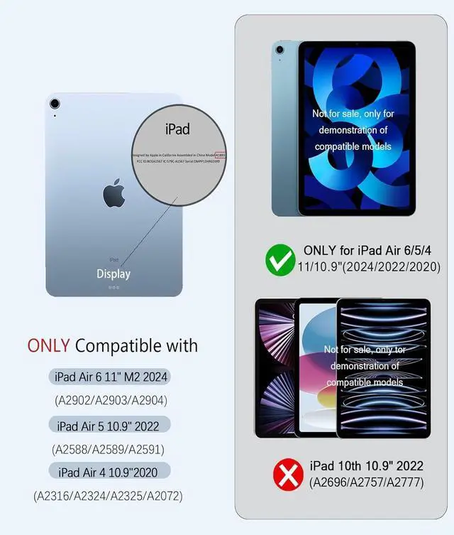 Alt view image 2 of 7 - Rotating Case for iPad Air 6th/5th/4th Generation (2024/2022/2020) iPad Case with Pencil Holder - 360 Degree Rotating Multi-Angle Viewing Stand Cover with Auto Sleep/Wake -Starry Night