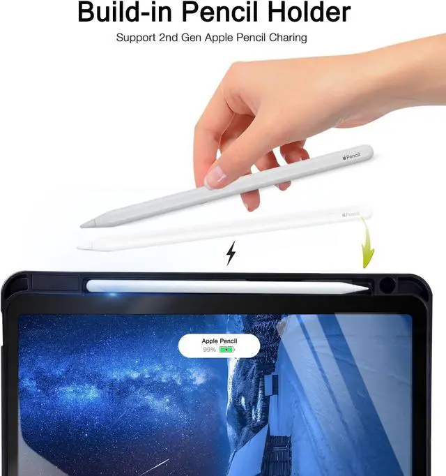 Alt view image 4 of 7 - Rotating Case for iPad Air 6th/5th/4th Generation (2024/2022/2020) iPad Case with Pencil Holder - 360 Degree Rotating Multi-Angle Viewing Stand Cover with Auto Sleep/Wake -Starry Night