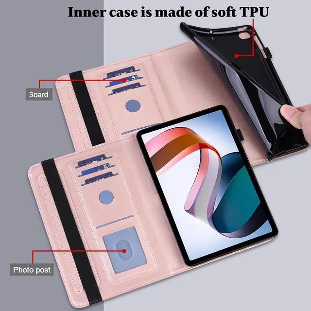 Alt view image 4 of 7 - Case for  Tab M9 Case 9.0 inch (TB-310FU 2023 Released) Shockproof Smart Embossed with Card Solts Cover for  Tab M9 Tablet Case-Golden