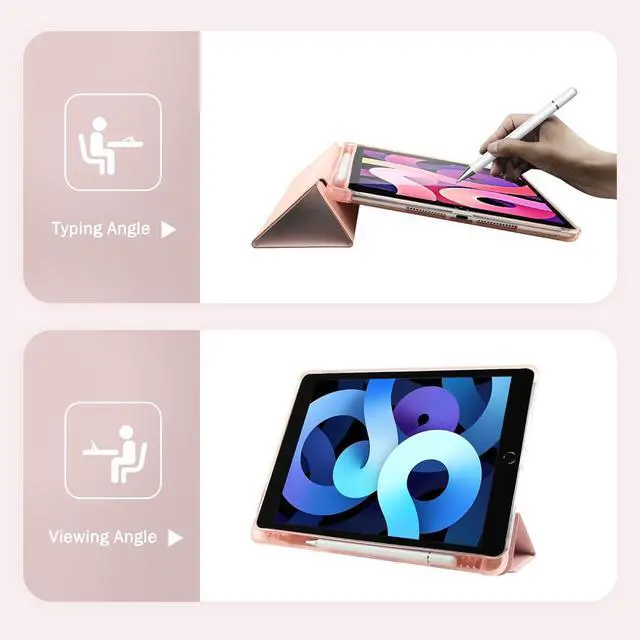 Alt view image 6 of 7 - Cute Kawaii Pink Bows Pad Case for 10.9 Inch iPad 2022/2025(iPad 10th/11th Gen) Clear TPU Smart Stand Back Cover with Pencil Holder Auto Wake/Sleep Case for Women Girls