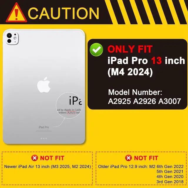 Alt view image 2 of 7 - Case for M4 iPad Pro 13 inch Case 2024 Tablet Cover with Trifold Stand + Pencil Holder + Auto Wake/Sleep + Soft TPU Back Cover for Kids Beautiful Fantasy Flower