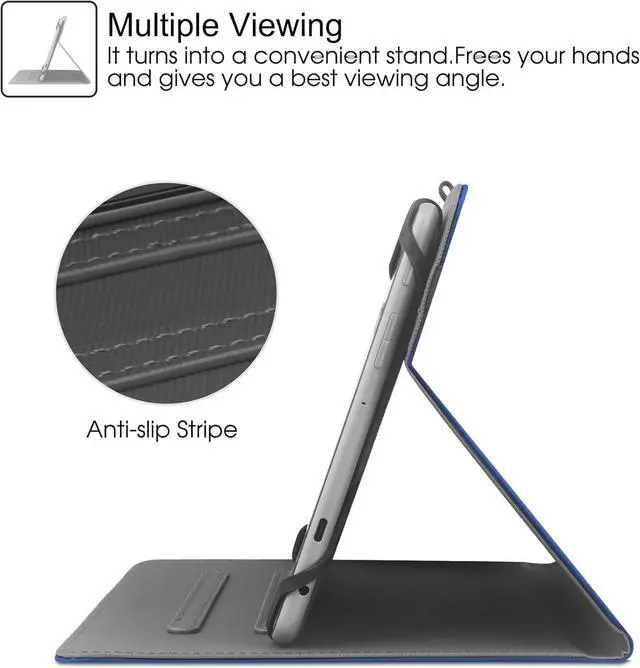 Alt view image 4 of 7 - Universal 9 9.7 10.1 10.2 10.5 10.9 11 Tablet Case Protective Cover Stand Folio Case for 9-11 Inch Tablet Case Cover with Pen Holder for iPad -Navy