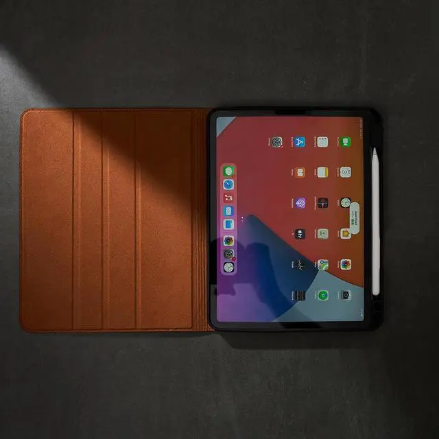 Alt view image 6 of 7 - Leather Case for iPad Air 11 Inch M3 2025/ M2 2024 iPad Air 10.9 Inch Case 5th/4th Generation 2022/2020 Top Grain Leather Cover with Pencil Holder Auto Sleep/Wake Pattern-Brown