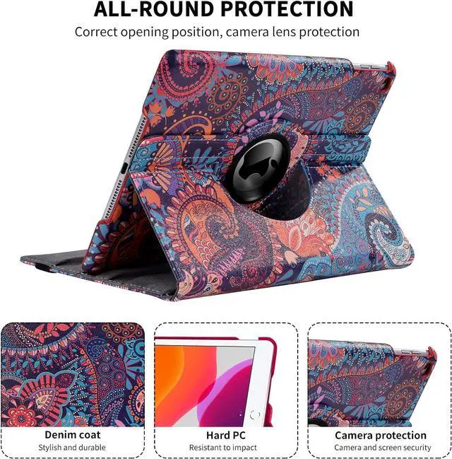 Alt view image 2 of 7 - iPad Case Fit 2018/2017 iPad 9.7 6th/5th Generation - 360 Degree Rotating iPad Air Case Cover with Auto Wake/Sleep Compatible with  iPad 9.7 Inch 2018/2017 (National Wind)