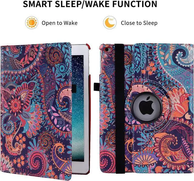 Alt view image 4 of 7 - iPad Case Fit 2018/2017 iPad 9.7 6th/5th Generation - 360 Degree Rotating iPad Air Case Cover with Auto Wake/Sleep Compatible with  iPad 9.7 Inch 2018/2017 (National Wind)