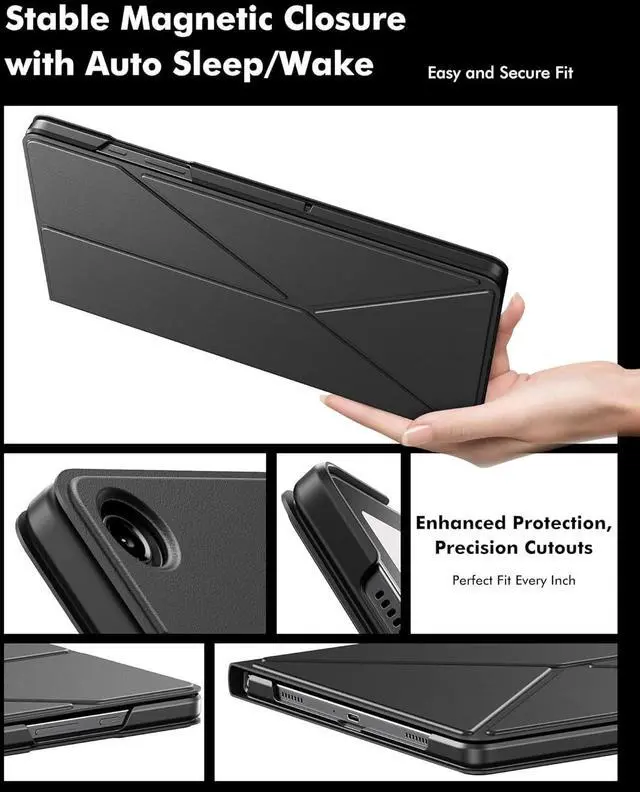 Alt view image 2 of 7 - Case for  Galaxy Tab A9+/A9 Plus 11 Inch 5G Slim Foldable Book-Style Cover with Horizontal and Vertical Stand Protective Case for Galaxy Tab A9 Plus Tablet (2023) Black