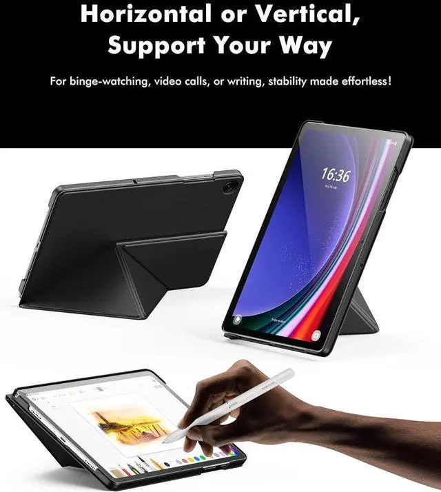 Alt view image 3 of 7 - Case for  Galaxy Tab A9+/A9 Plus 11 Inch 5G Slim Foldable Book-Style Cover with Horizontal and Vertical Stand Protective Case for Galaxy Tab A9 Plus Tablet (2023) Black