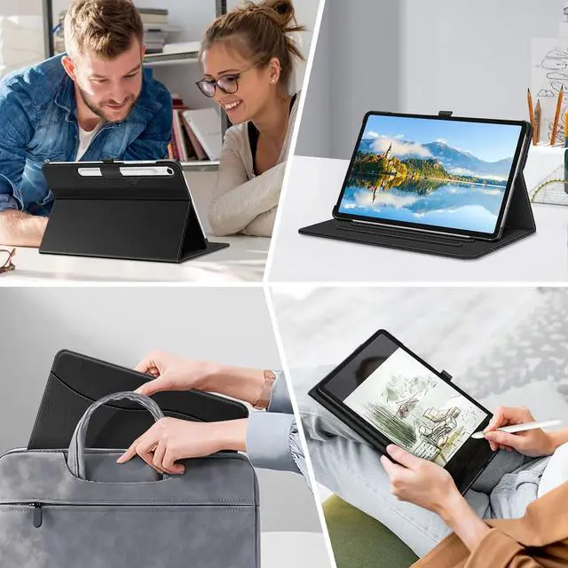Alt view image 7 of 7 - Fintie Case for  Galaxy Tab S10 FE/ S9 FE 5G 10.9 Inch/Tab S9 11 Inch Multi-Angle Viewing Protective Cover with Pocket Auto Sleep/Wake Black