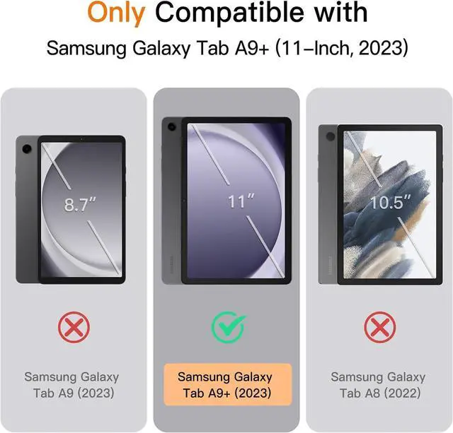 Alt view image 2 of 6 - Case for  Galaxy Tab A9+ / A9 Plus 11-Inch 2023 Slim Folio Stand Protective Tablet Cover Multi-Angle Viewing Auto Wake/Sleep (Black)