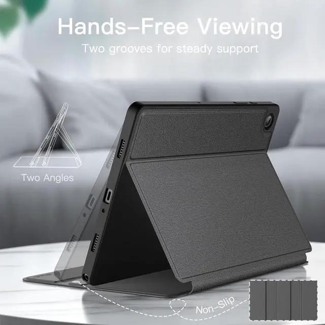 Alt view image 3 of 6 - Case for  Galaxy Tab A9+ / A9 Plus 11-Inch 2023 Slim Folio Stand Protective Tablet Cover Multi-Angle Viewing Auto Wake/Sleep (Black)