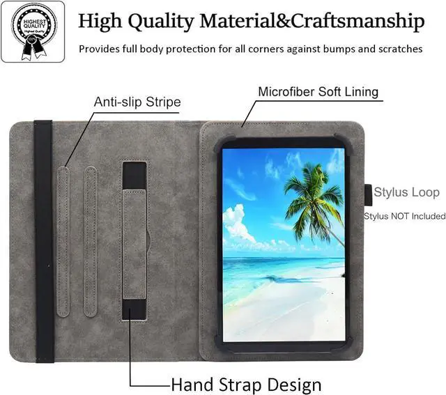 Alt view image 4 of 7 - Universal 10 10.1 11 Inch Android Tablet Case Multi-Angle Viewing Stand Case Cover with Hand Strap for 9.5-11 Inch Tablet Beach