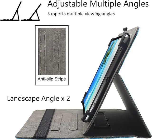 Alt view image 5 of 7 - Universal 10 10.1 11 Inch Android Tablet Case Multi-Angle Viewing Stand Case Cover with Hand Strap for 9.5-11 Inch Tablet Beach