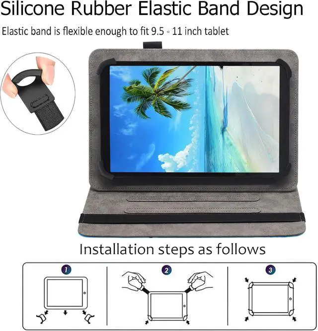 Alt view image 6 of 7 - Universal 10 10.1 11 Inch Android Tablet Case Multi-Angle Viewing Stand Case Cover with Hand Strap for 9.5-11 Inch Tablet Beach