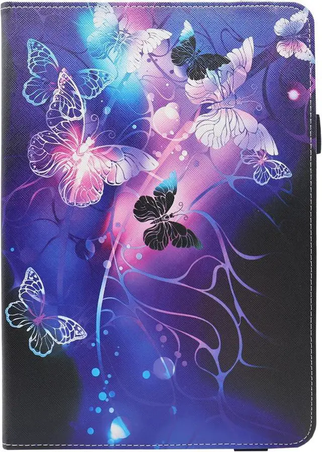 Alt view image 2 of 7 - Universal 10 10.1 11 Inch Android Tablet Case Multi-Angle Viewing Stand PU Leather Case for 10 10.1 11 Inch and More 9.5 - 11.0 Tablet Purple Butterfly