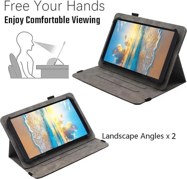 Alt view image 4 of 7 - Universal 10 10.1 11 Inch Android Tablet Case Multi-Angle Viewing Stand PU Leather Case for 10 10.1 11 Inch and More 9.5 - 11.0 Tablet Purple Butterfly