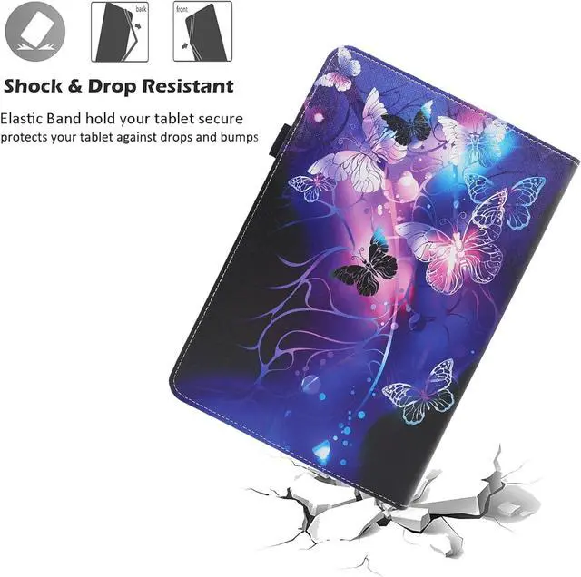 Alt view image 3 of 7 - Universal 10 10.1 11 Inch Android Tablet Case Multi-Angle Viewing Stand PU Leather Case for 10 10.1 11 Inch and More 9.5 - 11.0 Tablet Purple Butterfly