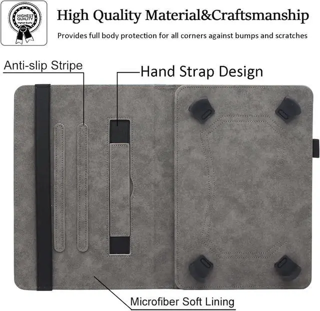 Alt view image 5 of 7 - Universal 10 10.1 11 Inch Android Tablet Case Multi-Angle Viewing Stand PU Leather Case for 10 10.1 11 Inch and More 9.5 - 11.0 Tablet Purple Butterfly