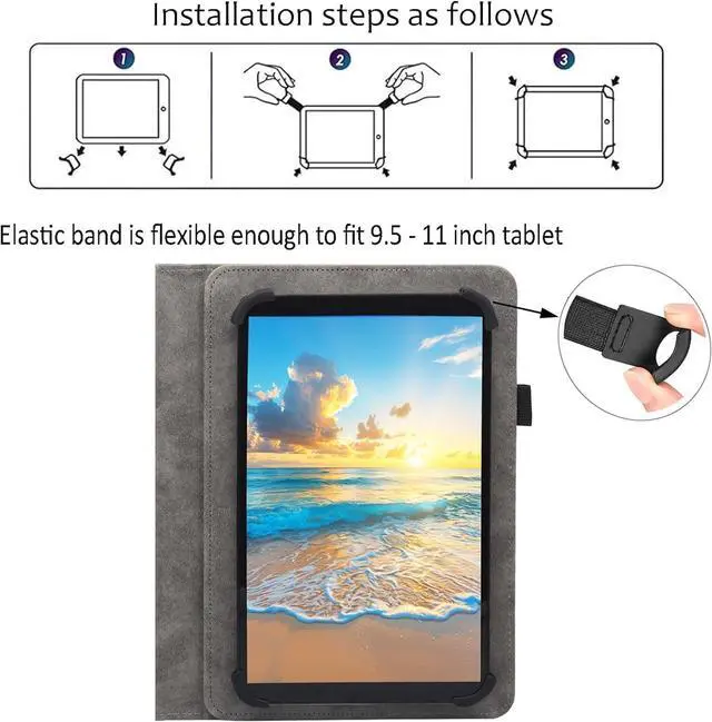 Alt view image 7 of 7 - Universal 10 10.1 11 Inch Android Tablet Case Multi-Angle Viewing Stand PU Leather Case for 10 10.1 11 Inch and More 9.5 - 11.0 Tablet Purple Butterfly