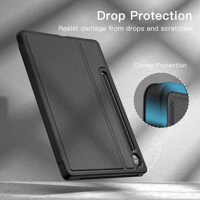 Alt view image 6 of 6 - Case for  Galaxy Tab S9 11-Inch with S Pen Holder Slim Folio Stand Protective Tablet Cover Multi-Angle Viewing (Black)