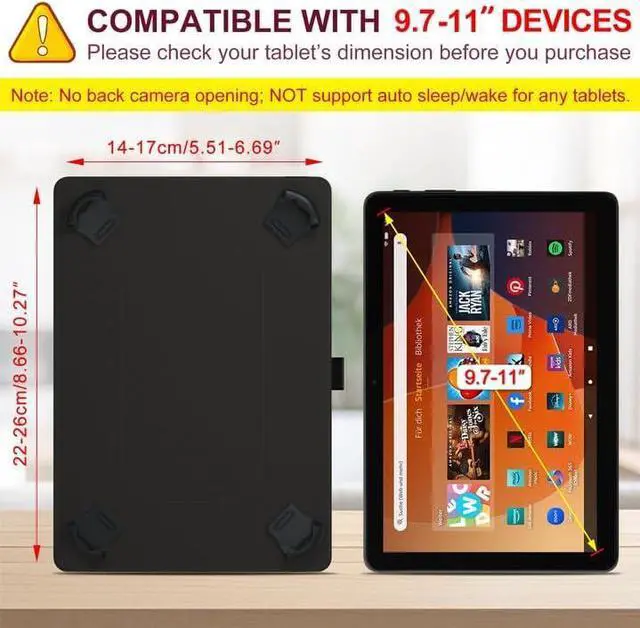 Alt view image 2 of 7 - Universal 10.1 inch Tablet Case for REVVL Tab 2 10 11 inch Tablet Case Multi-Angle Viewing Stand Cover with Pocket for 9.6-11 Inch Android Tablet Black