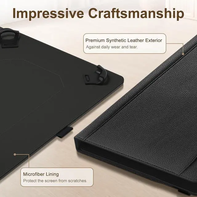 Alt view image 4 of 7 - Universal 10.1 inch Tablet Case for REVVL Tab 2 10 11 inch Tablet Case Multi-Angle Viewing Stand Cover with Pocket for 9.6-11 Inch Android Tablet Black