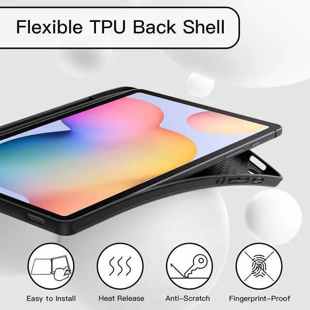 Alt view image 3 of 6 - Case for  Galaxy Tab S6 Lite 10.4-Inch 2024/2022/2020 with S Pen Holder Slim Tablet Cover with Soft TPU Back Auto Wake/Sleep (Black)