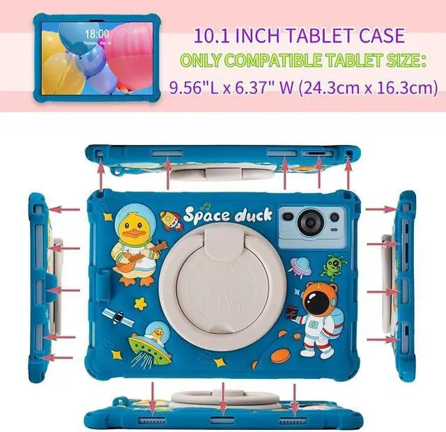 Alt view image 2 of 7 - 10.1 inch Android Tablet Case for ROWT A10Cute 3D Cartoon Universal Protective Cover for aiprotablet C20e/Moderness MB1001/Callsky-Tab 10.1 inch Tablets (Pink Insects)