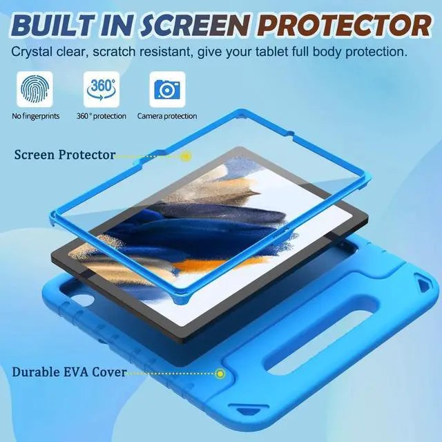 Alt view image 2 of 7 - Kids Case for  Galaxy Tab A8 10.5 2022 Light Weight Shockproof Handle Stand Kids Case for  Galaxy A8 Tablet 10.5 Inch 2022 (SM-X200/X205/X207) Blue