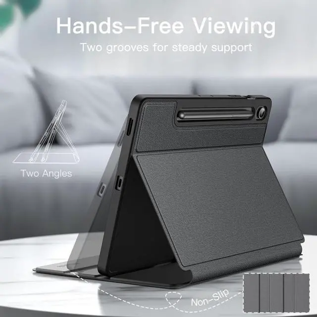 Alt view image 3 of 6 - Case for  Galaxy Tab S10 FE Plus/S10 FE+ 13.1-Inch with S Pen Holder Slim Folio Stand Protective Tablet Cover Multi-Angle Viewing (Black)
