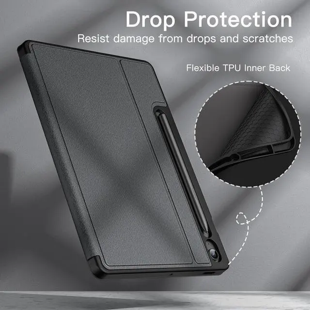 Alt view image 6 of 6 - Case for  Galaxy Tab S10 FE Plus/S10 FE+ 13.1-Inch with S Pen Holder Slim Folio Stand Protective Tablet Cover Multi-Angle Viewing (Black)