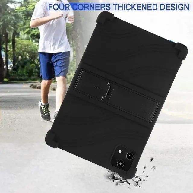 Alt view image 3 of 7 - Silicone Case for T-Mobile Revvl Tab 5G Tablet 10.36 Inch Revvl Tab 5G 10.36 Case for Kids with Adjustable Bracket (Black)