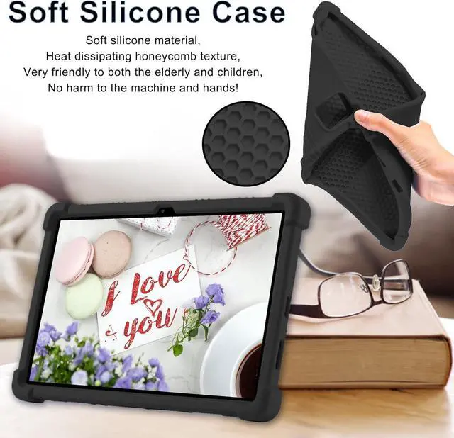 Alt view image 5 of 7 - Silicone Case for T-Mobile Revvl Tab 5G Tablet 10.36 Inch Revvl Tab 5G 10.36 Case for Kids with Adjustable Bracket (Black)