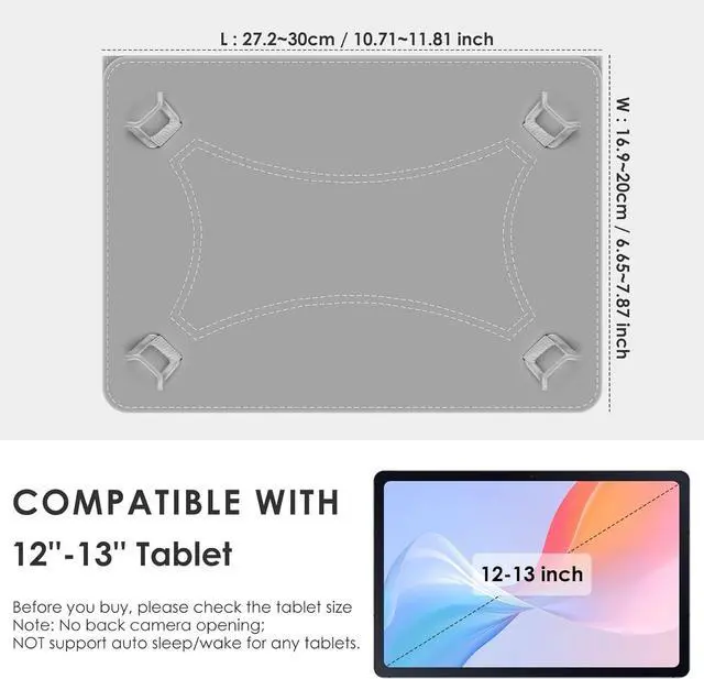 Alt view image 2 of 7 - Universal 12 inch Tablet Case 12.5 inch Tablet Cover Travel Portable Protective Folio PU Leather Stand Shell Casewith 4 Fixed Rings for All Kinds of 12-13 inch Android/iOS/Windows Tablet