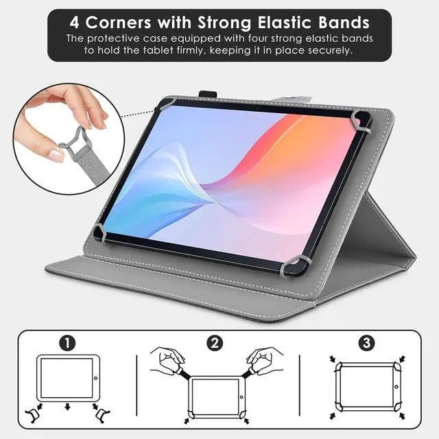 Alt view image 4 of 7 - Universal 12 inch Tablet Case 12.5 inch Tablet Cover Travel Portable Protective Folio PU Leather Stand Shell Casewith 4 Fixed Rings for All Kinds of 12-13 inch Android/iOS/Windows Tablet