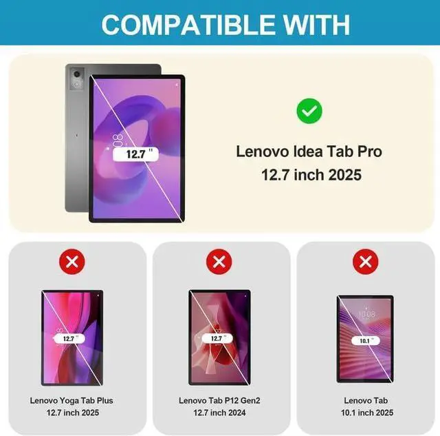 Alt view image 2 of 7 - Smart Case for  Idea Tab Pro 12.7 2025 with Pen Holder Slim Stand Tri-Fold Protective Tablet Cover Translucent Back Case Support Auto Wake/Sleep -Navy
