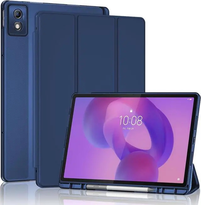Main image of Smart Case for  Idea Tab Pro 12.7 2025 with Pen Holder Slim Stand Tri-Fold Protective Tablet Cover Translucent Back Case Support Auto Wake/Sleep -Navy