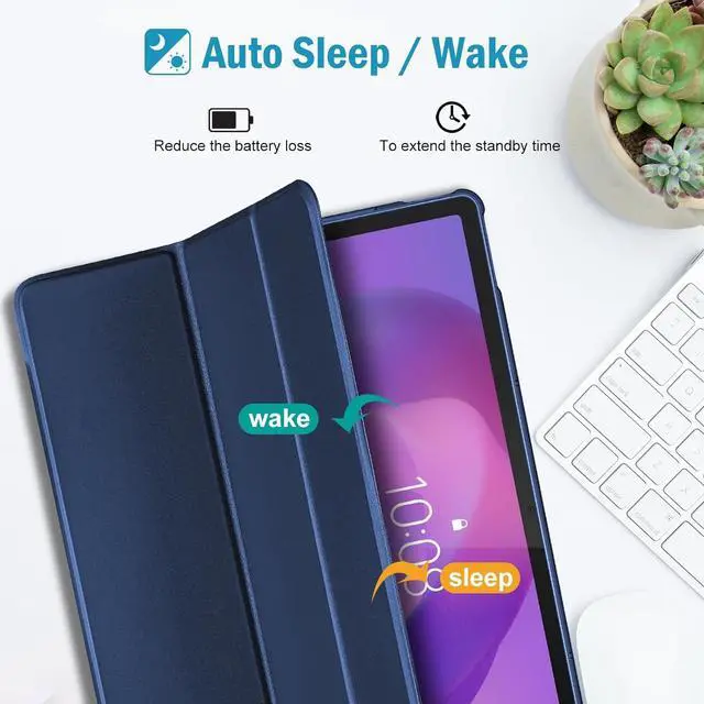 Alt view image 4 of 7 - Smart Case for  Idea Tab Pro 12.7 2025 with Pen Holder Slim Stand Tri-Fold Protective Tablet Cover Translucent Back Case Support Auto Wake/Sleep -Navy