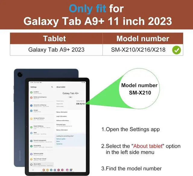 Alt view image 2 of 7 - for  Galaxy Tab A9 Plus 11 inch Case 2023 Premium Leather Business Folio Stand Cover with Hand Strap for Galaxy Tab A9+ 11 2023 Model (SM-X210/X216/X218) - Auto Wake/Sleep Brown