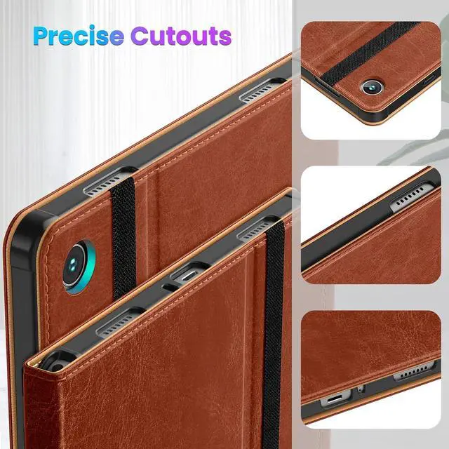 Alt view image 5 of 7 - for  Galaxy Tab A9 Plus 11 inch Case 2023 Premium Leather Business Folio Stand Cover with Hand Strap for Galaxy Tab A9+ 11 2023 Model (SM-X210/X216/X218) - Auto Wake/Sleep Brown
