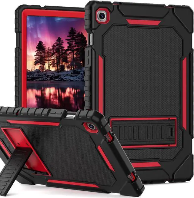 Main image of for  Galaxy Tab A9 Plus 11 Inch 2023 Cases Heavy Duty Shockproof Rugged Cover for  Tablet A9+ 11 Case (SM-X210/X216/X218) with Kickstand for Kids Black+Red