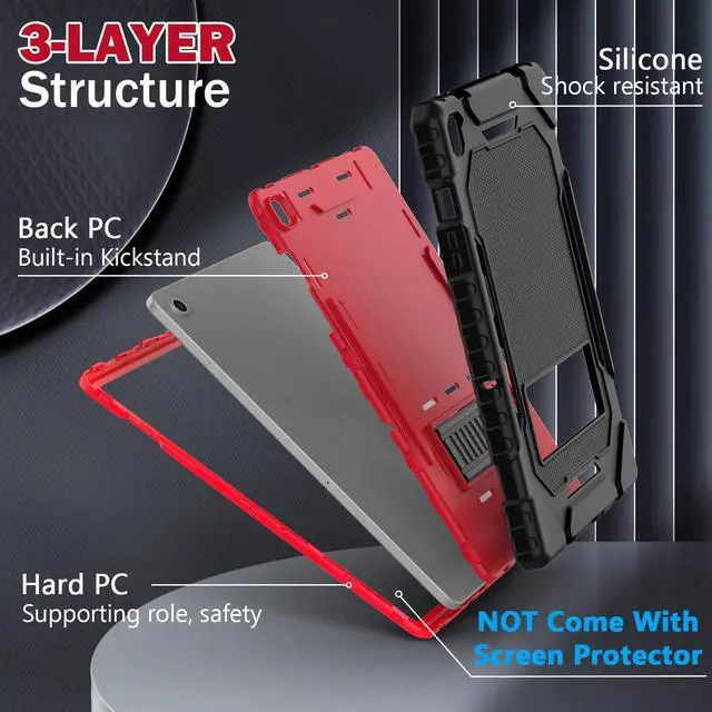 Alt view image 3 of 7 - for  Galaxy Tab A9 Plus 11 Inch 2023 Cases Heavy Duty Shockproof Rugged Cover for  Tablet A9+ 11 Case (SM-X210/X216/X218) with Kickstand for Kids Black+Red