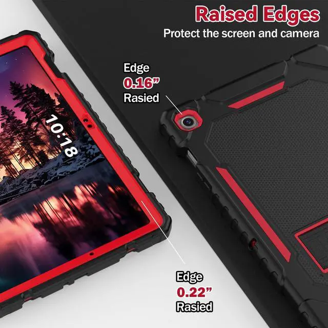 Alt view image 5 of 7 - for  Galaxy Tab A9 Plus 11 Inch 2023 Cases Heavy Duty Shockproof Rugged Cover for  Tablet A9+ 11 Case (SM-X210/X216/X218) with Kickstand for Kids Black+Red