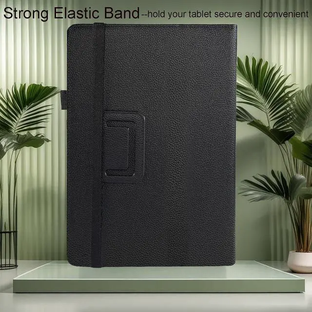 Alt view image 3 of 7 - Universal 10 Inch Tablet Case 10.1 Inch Android Tablet Case PU Leather Slim Folding Stand Folio Cover with Hand Strap for 9.5-11 Inch Tablet Black