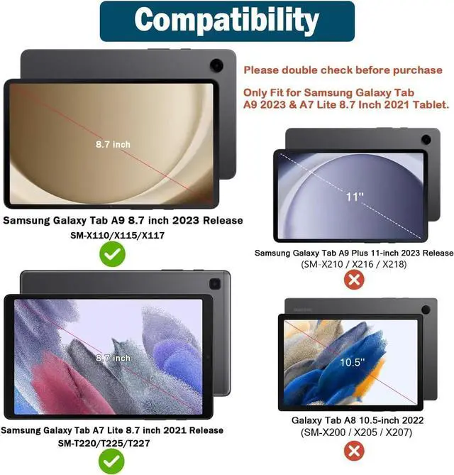 Alt view image 2 of 7 - SUPLIK Kids Case for  Galaxy Tab A9 8.7 2023 / Tab A7 Lite 2021 8.7-inch Tablet Built-in with Screen Protector Durable Shockproof Lightweight Handle Stand Protective Cover Blue
