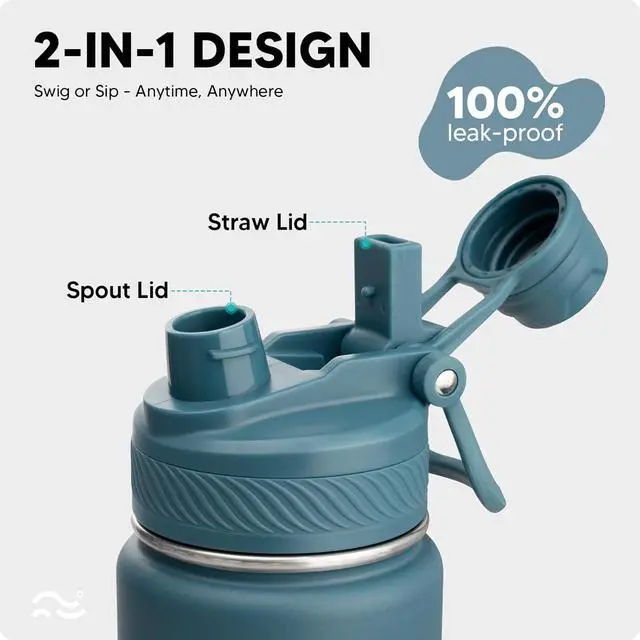 Alt view image 2 of 7 - [2-IN-1 LID] Insulated Water Bottle with Silicone Boot (36hrs Cold/18hrs Hot) - DIY Stickers Leakproof BPA Free 24 oz