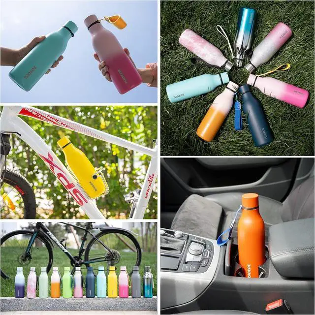 Alt view image 6 of 6 - Insulated Water Bottles 18 oz Stainless Steel Metal Water Bottle with Strap BPA Free Leak Proof Thermos Mugs Flasks Reusable Water Bottle for Sports & Travel Navy Blue