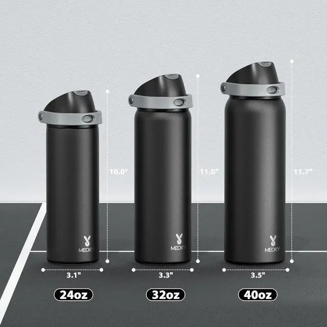 Alt view image 7 of 7 - 24 oz Insulated Water Bottle for Sports: Stainless Steel Water Bottle with 2-in-1 Straw and Spout Lid - Leak Proof Cold for 24 Hours Fits in Car Cup Holder BPA-Free for Travel Gym Night